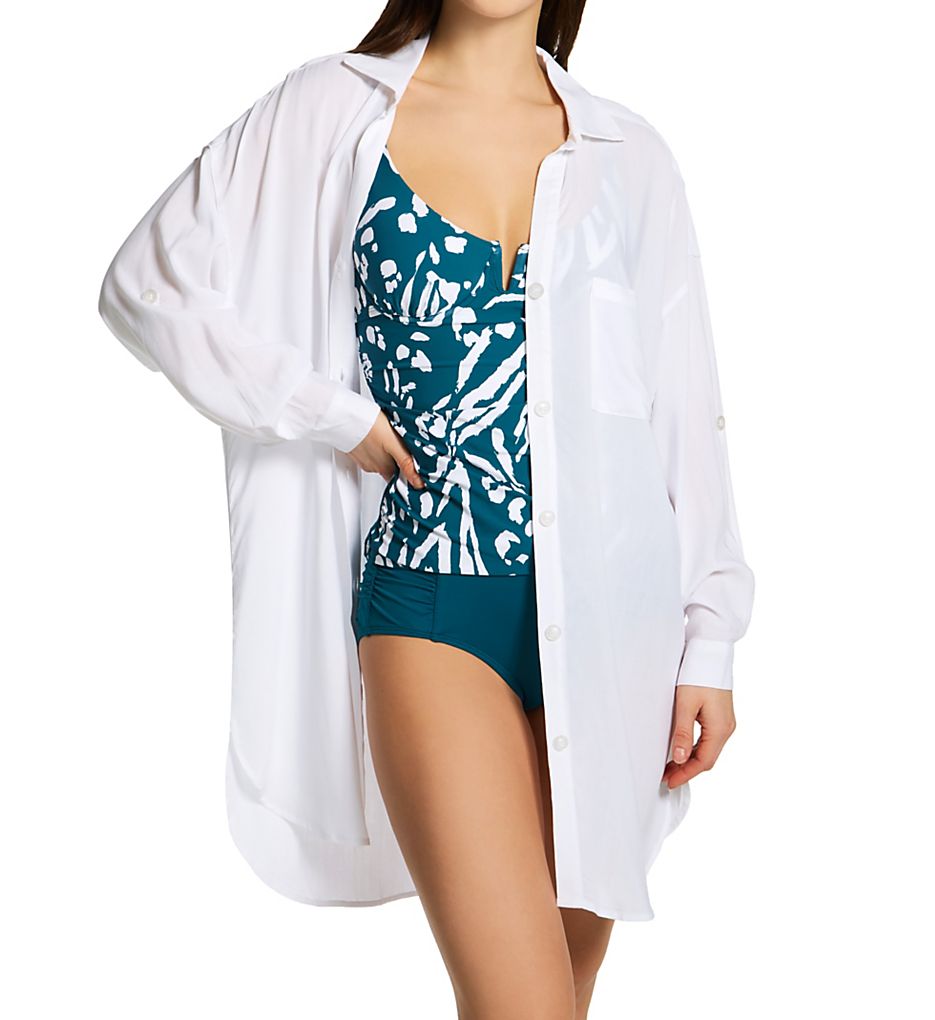  Live In Color Boyfriend Button Down Shirt Cover Up