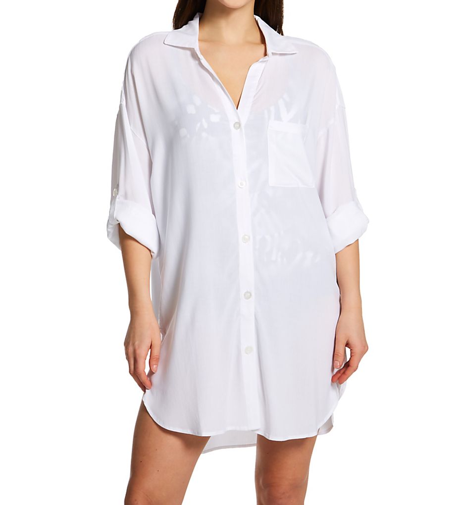  Live In Color Boyfriend Button Down Shirt Cover Up