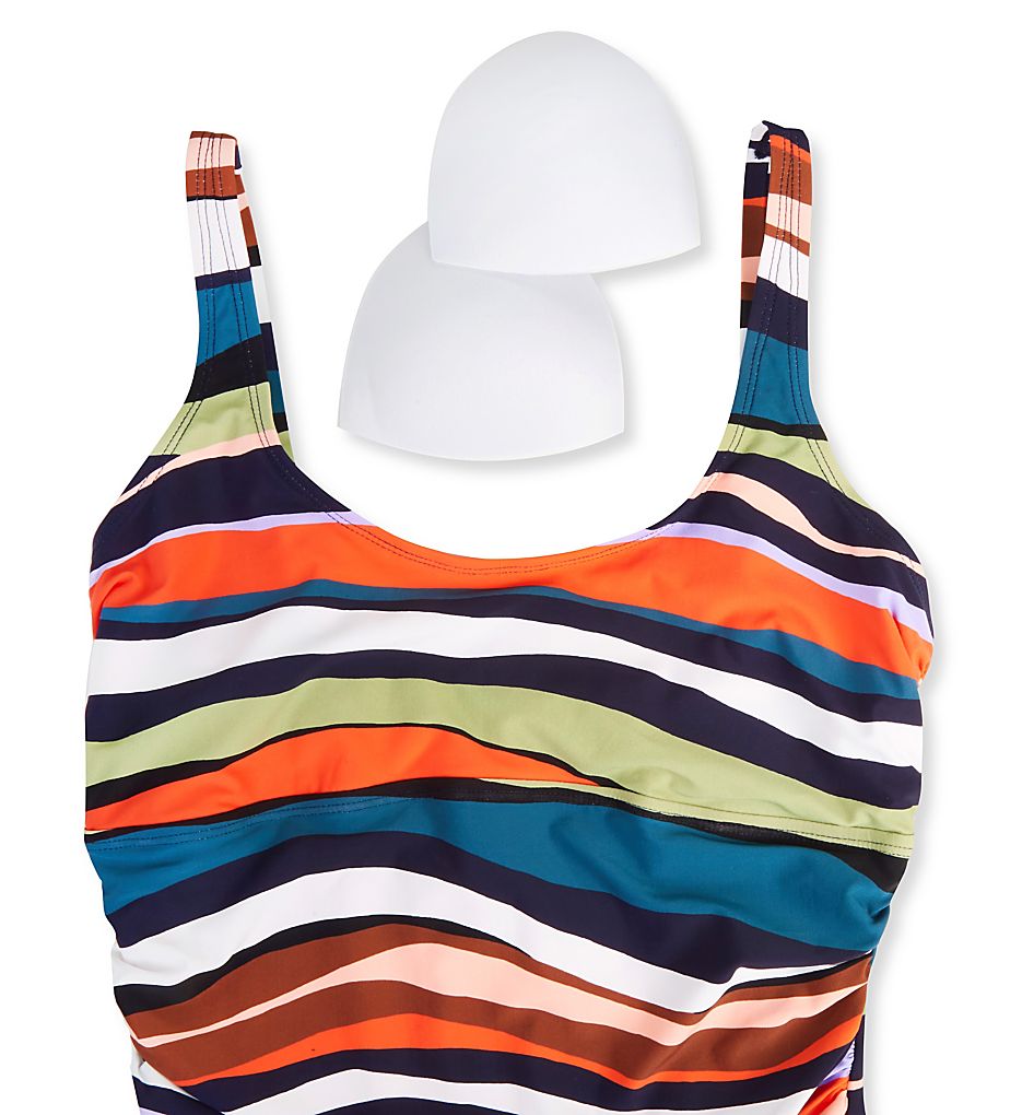  Sandy Waves Scoop Neck Bra Back One Piece Swimsuit