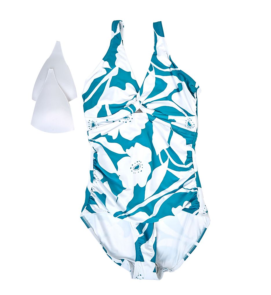 Mari Botanical Cut Out Twist One Piece Swimsuit