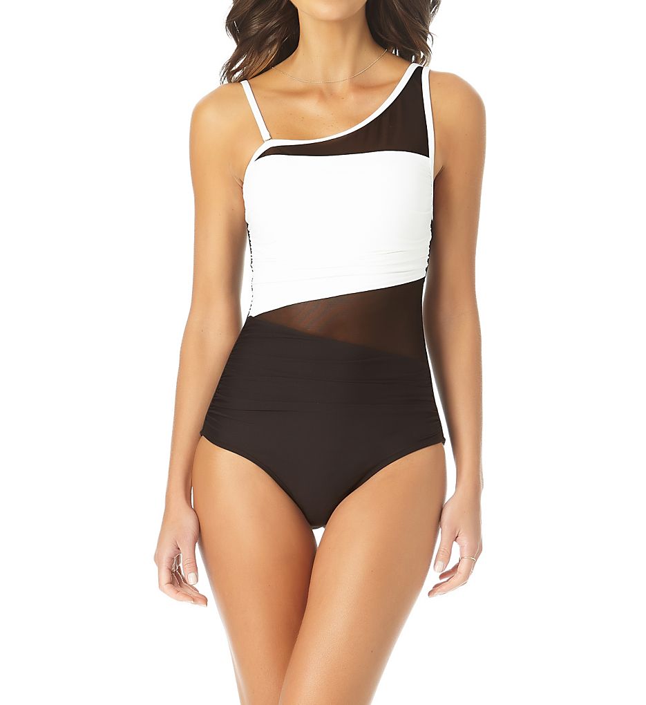 Meshing Around Shirred One Shoulder Swimsuit