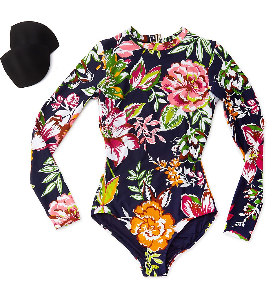  Tropical Bloom Long Sleeve One Piece Swimsuit