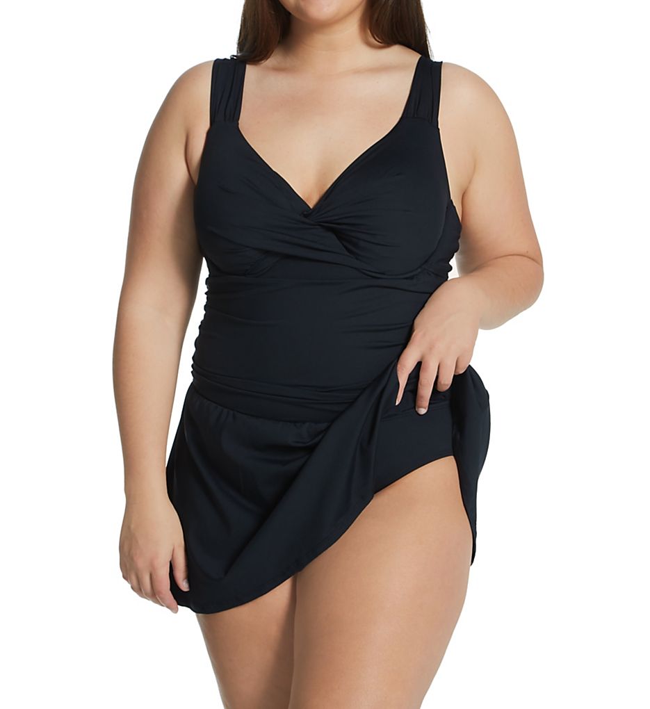  Plus Size Live In Color Shirred Twist Swim Dress