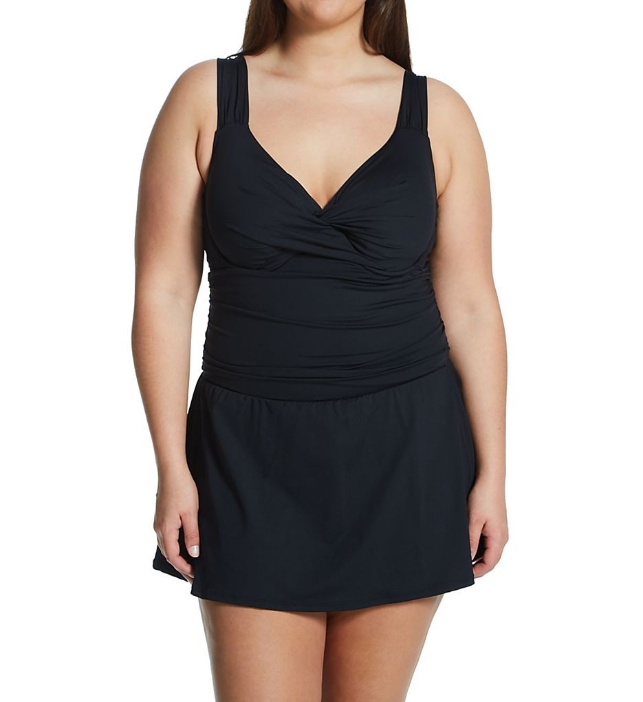  Plus Size Live In Color Shirred Twist Swim Dress