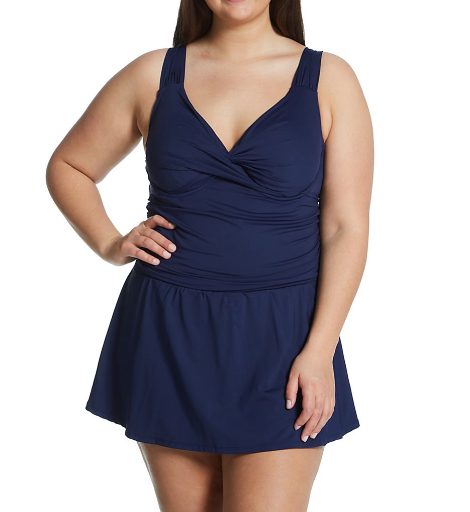  Plus Size Live In Color Shirred Twist Swim Dress