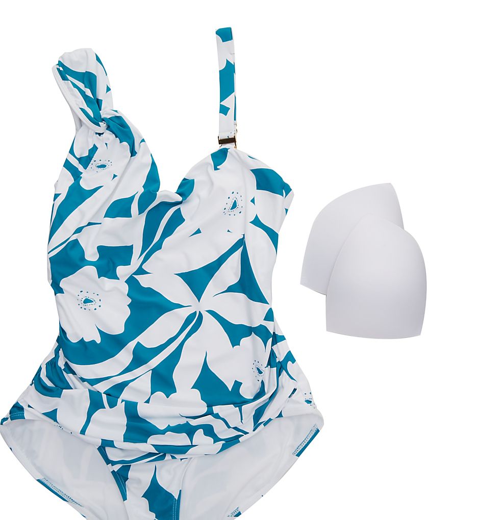  Plus Size Mari Botanical One Shoulder Swimsuit