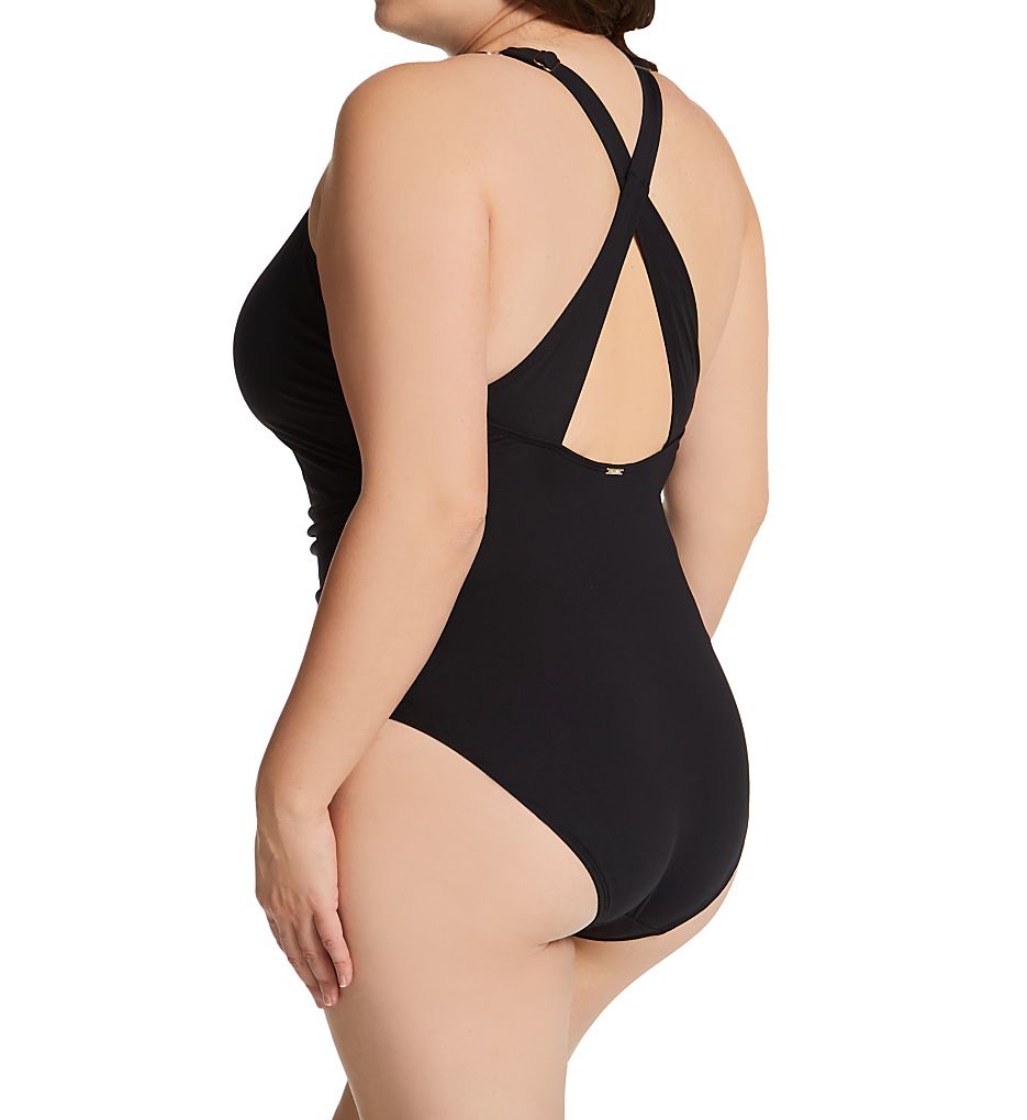  Plus Size Live In Color Shirred V-Neck Swimsuit