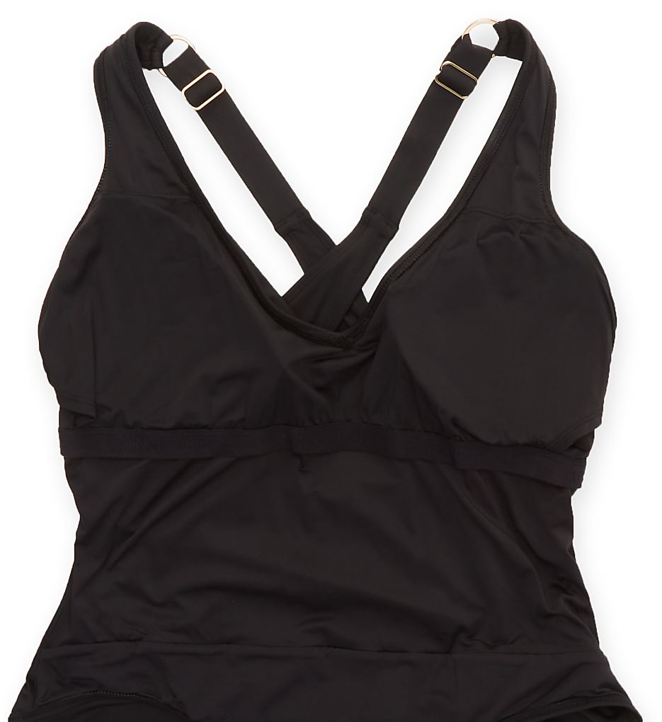  Plus Size Live In Color Shirred V-Neck Swimsuit