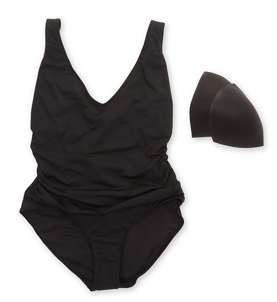  Plus Size Live In Color Shirred V-Neck Swimsuit