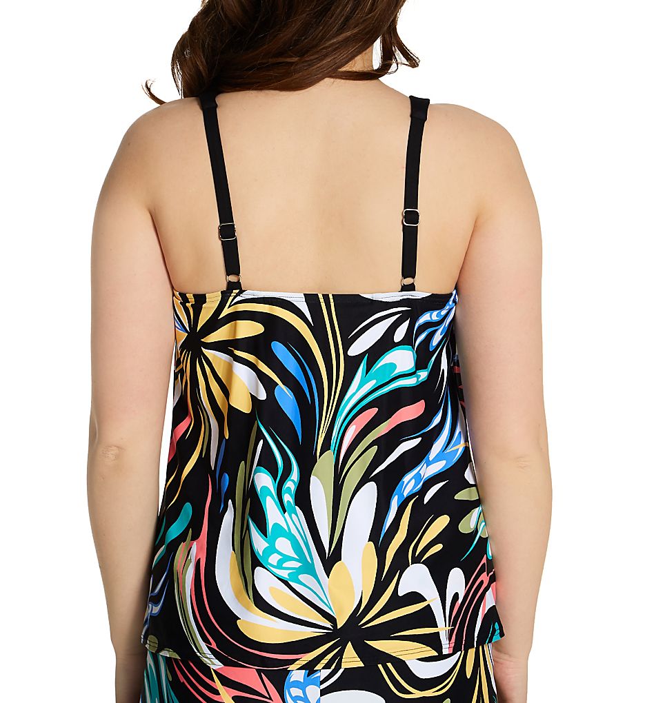 Retro Swirl V-Neck Bra Sized Tankini Swim Top
