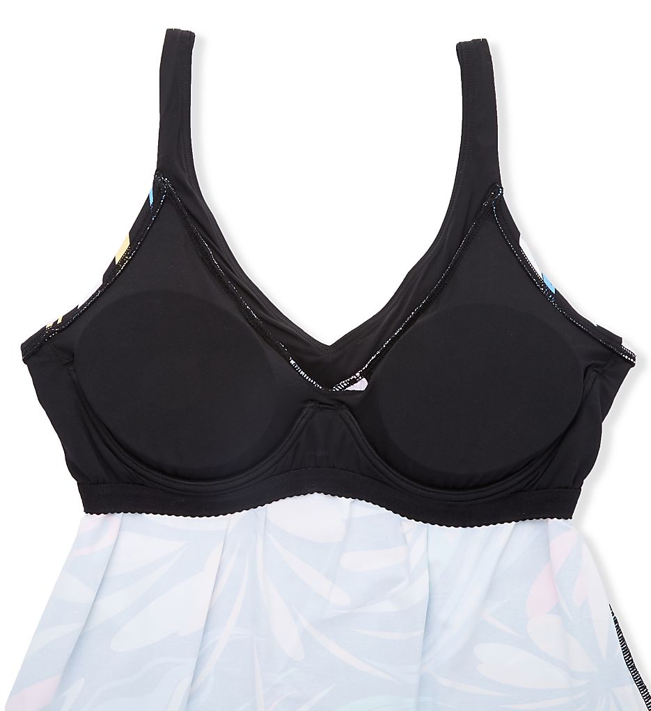  Retro Swirl V-Neck Bra Sized Tankini Swim Top