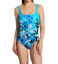  Floral Art Square Neck One Piece Swimsuit