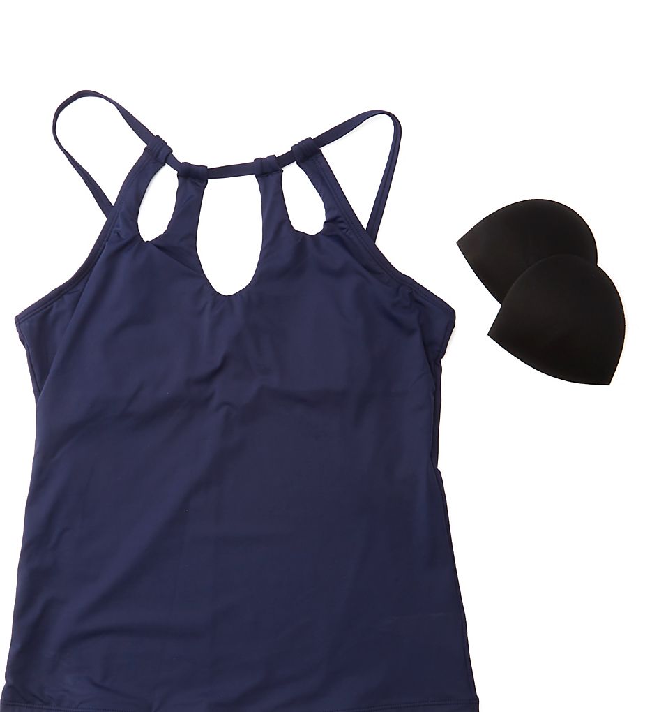  Island Goddess Keyhole High Neck Tankini Swim Top