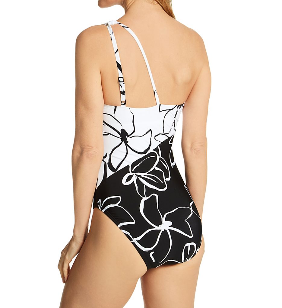  Moonlit Silhouette One Shoulder Keyhole Swimsuit