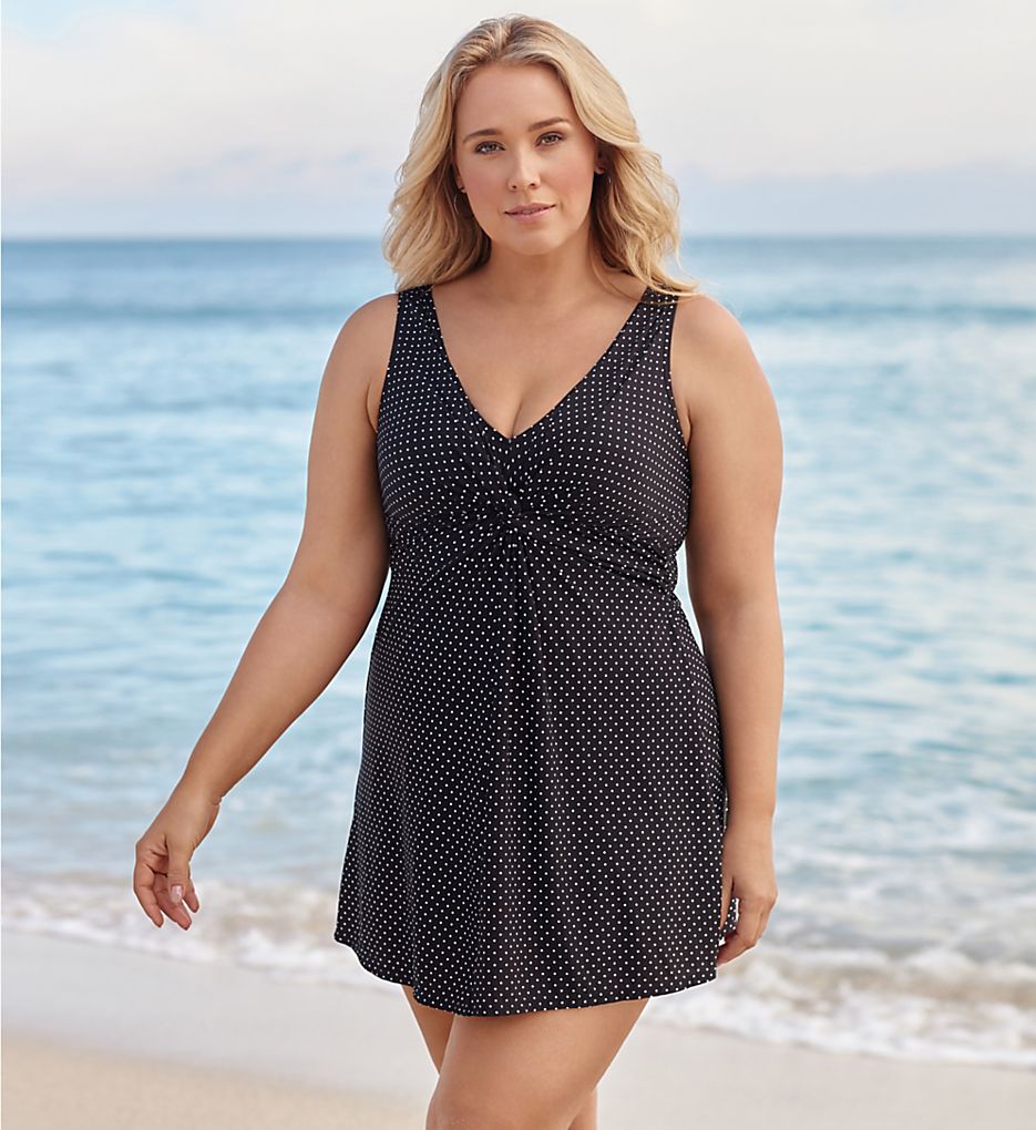 Miraclesuit Plus Size Pin Point Marais One Piece Swimdress