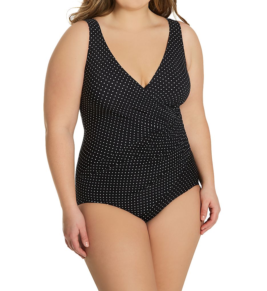 Miraclesuit Plus Size Pin Point Oceanus One Piece Swimsuit