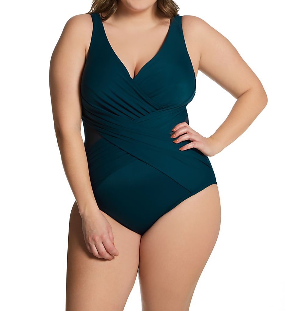 Miraclesuit Plus Size Crossover One Piece Swimsuit
