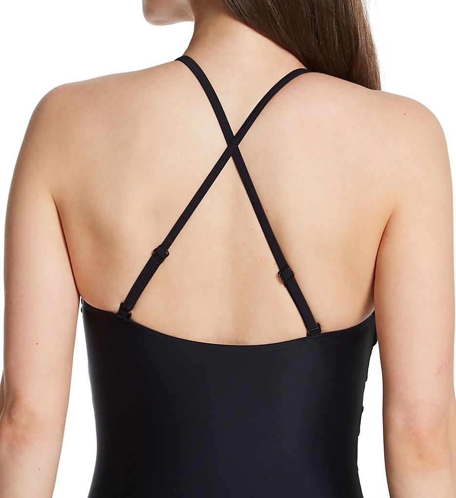 Pour Moi High Neck Mesh Insert Control One Piece Swimsuit