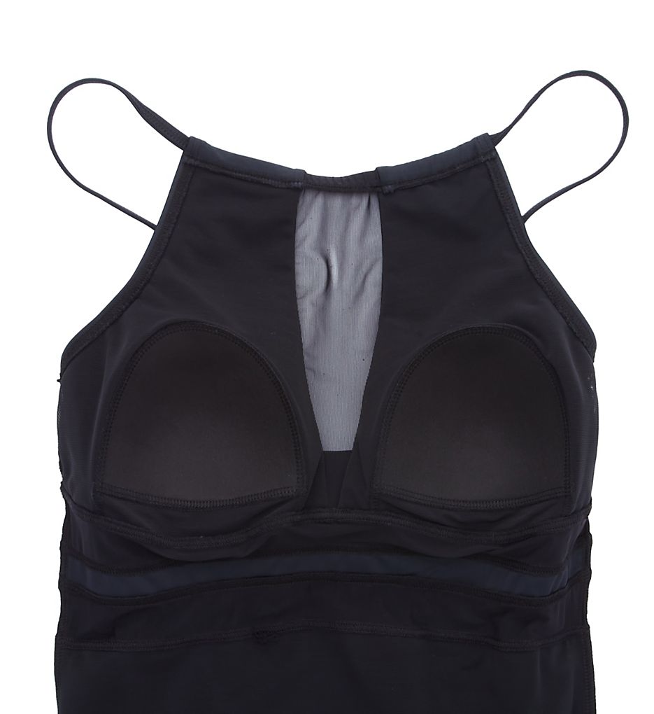 Pour Moi High Neck Mesh Insert Control One Piece Swimsuit