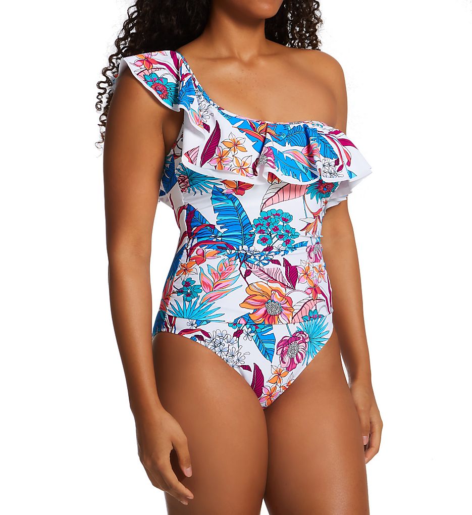  Bohemian Gypsy One Shoulder Ruffle 1 Pc Swimsuit