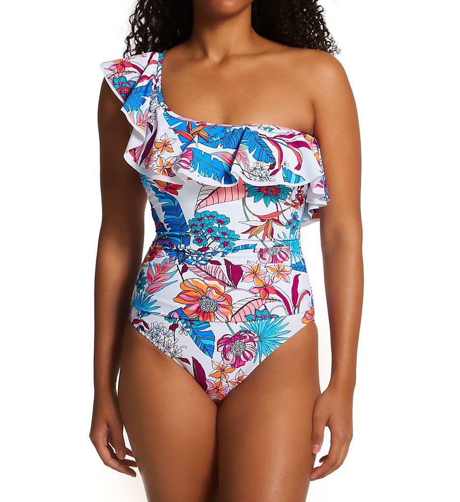  Bohemian Gypsy One Shoulder Ruffle 1 Pc Swimsuit