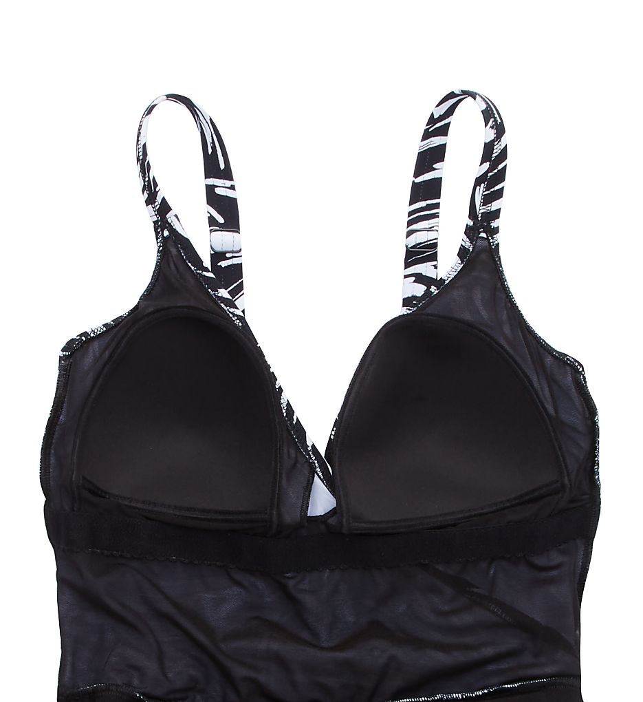  Black Swan V-Neck Skirted One Piece Swim Dress