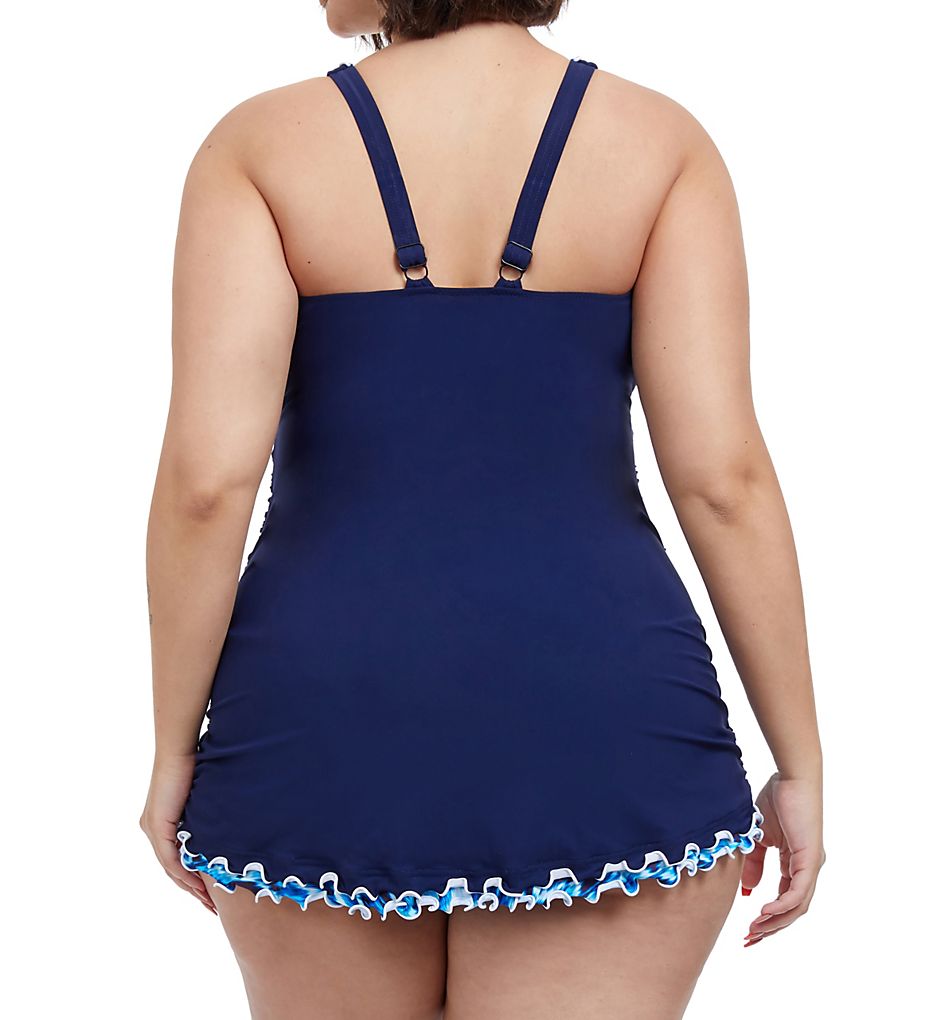  Plus Size Ocean Blues One Piece Swim Dress