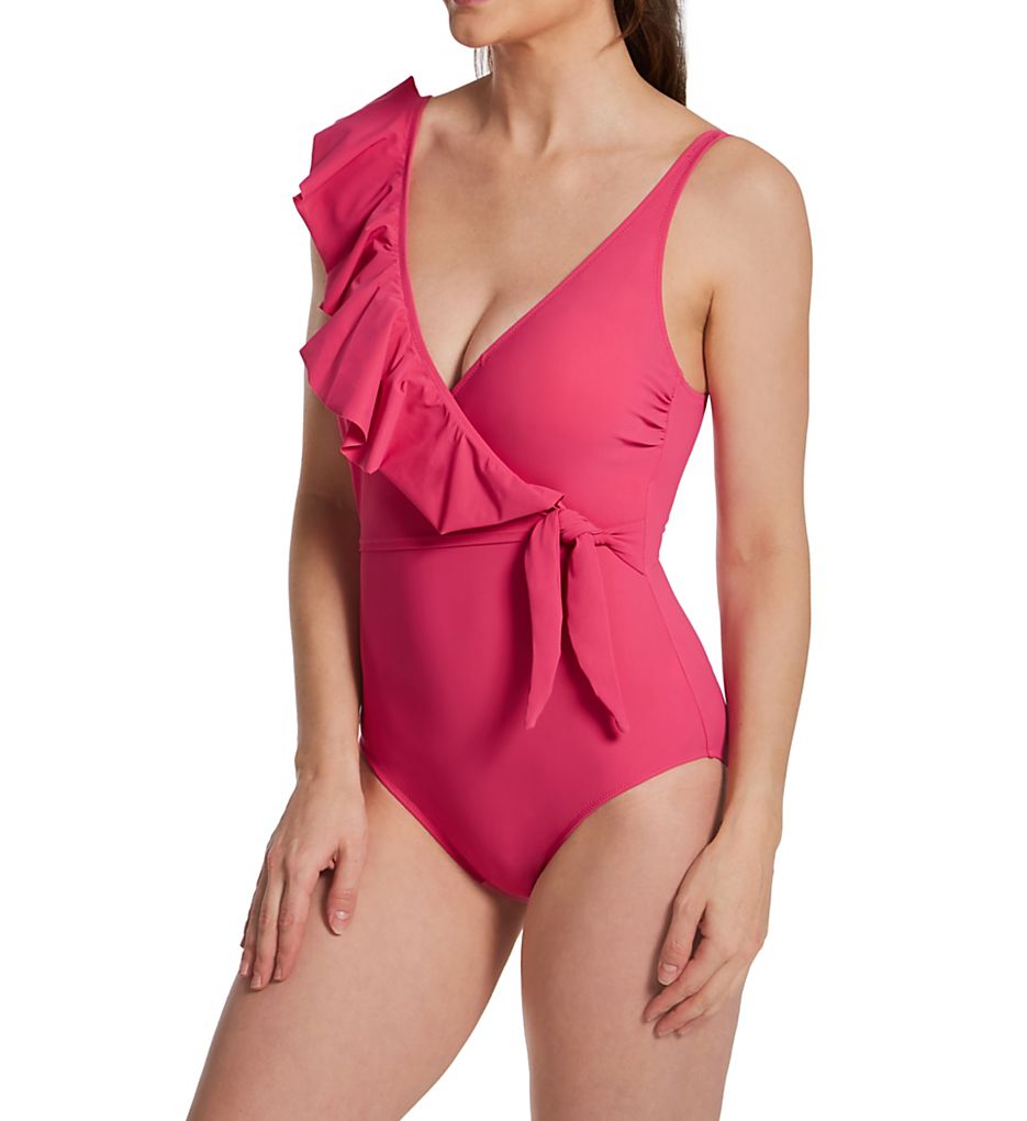  Tutti Frutti V Neck Ruffle Shoulder 1 Pc Swimsuit