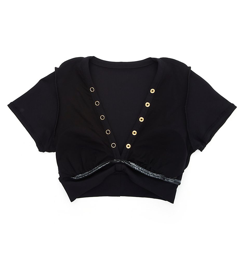  Amy Raglan Tie Front Swim Top