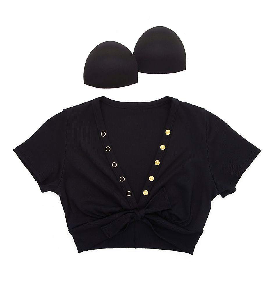  Amy Raglan Tie Front Swim Top
