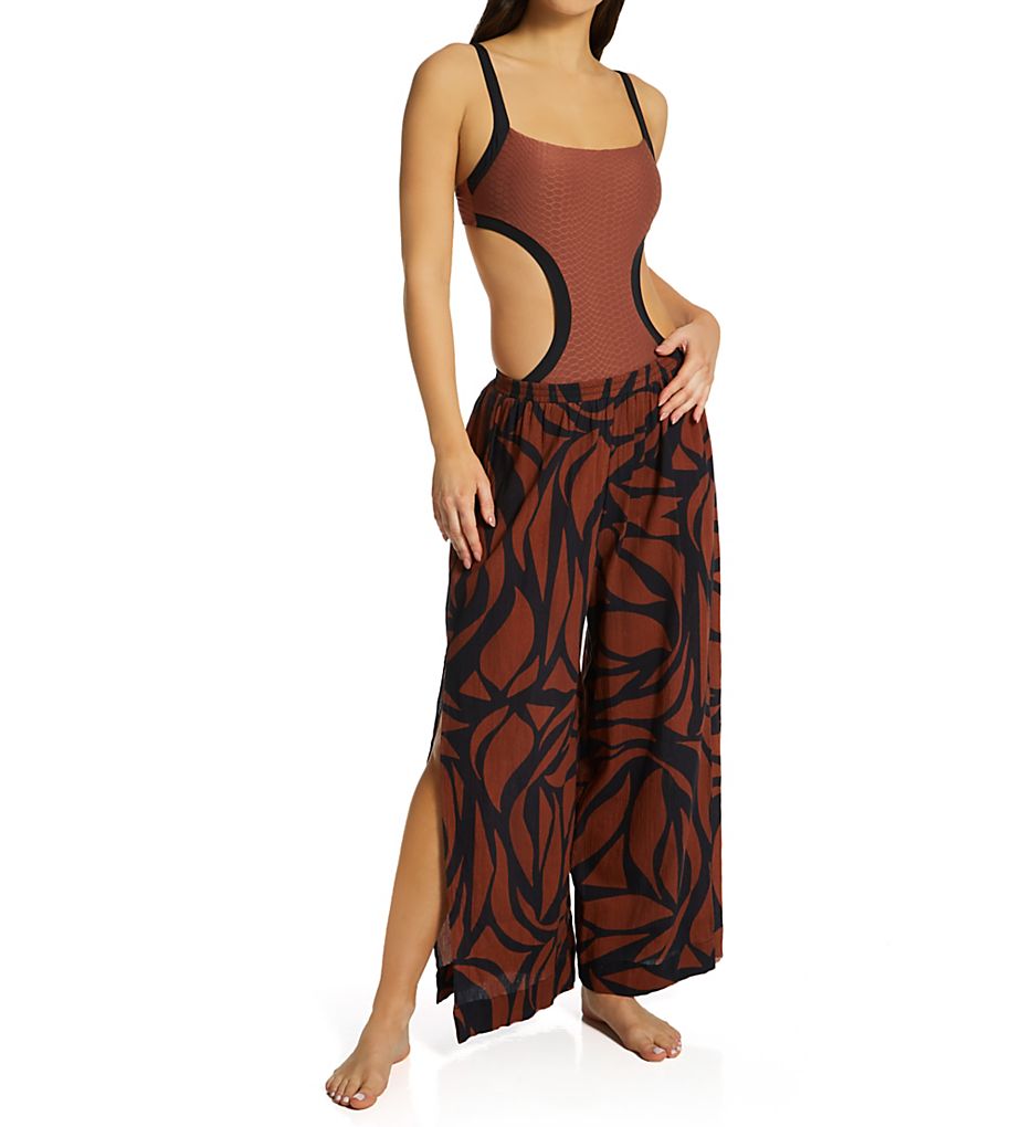 Sanctuary Abstract Animal Slit Side Crop Pant Cover Up