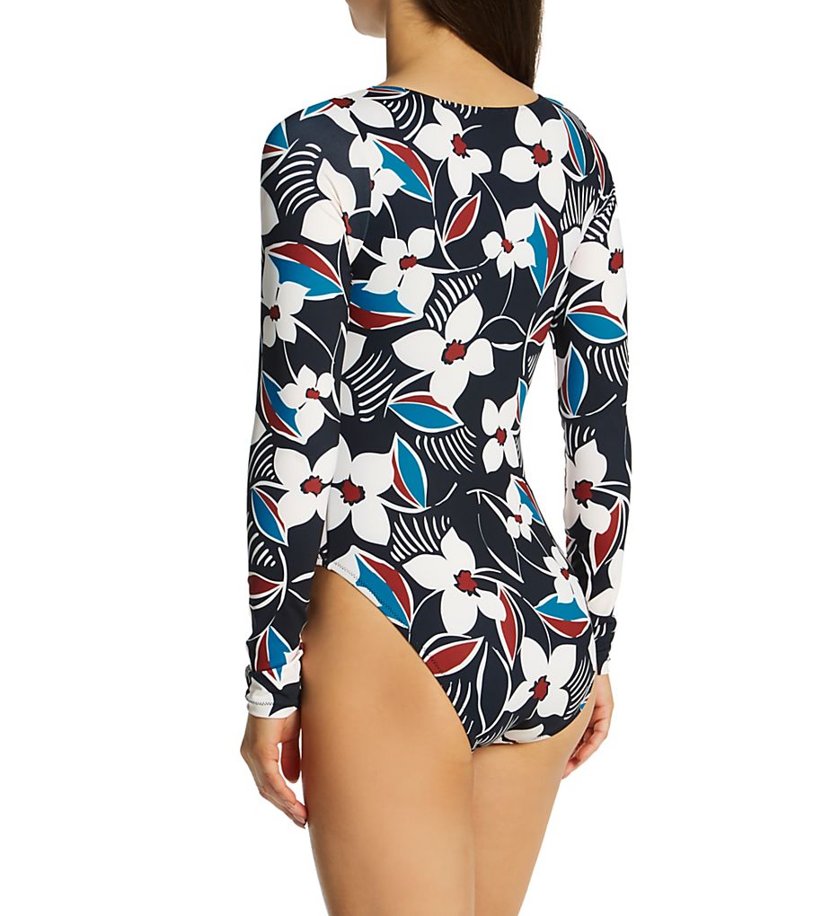 Sanctuary Moody Blooms Long Sleeve High Leg One Pc Swimsuit