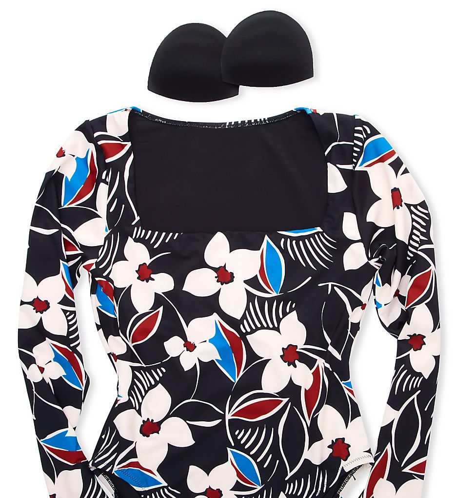 Sanctuary Moody Blooms Long Sleeve High Leg One Pc Swimsuit