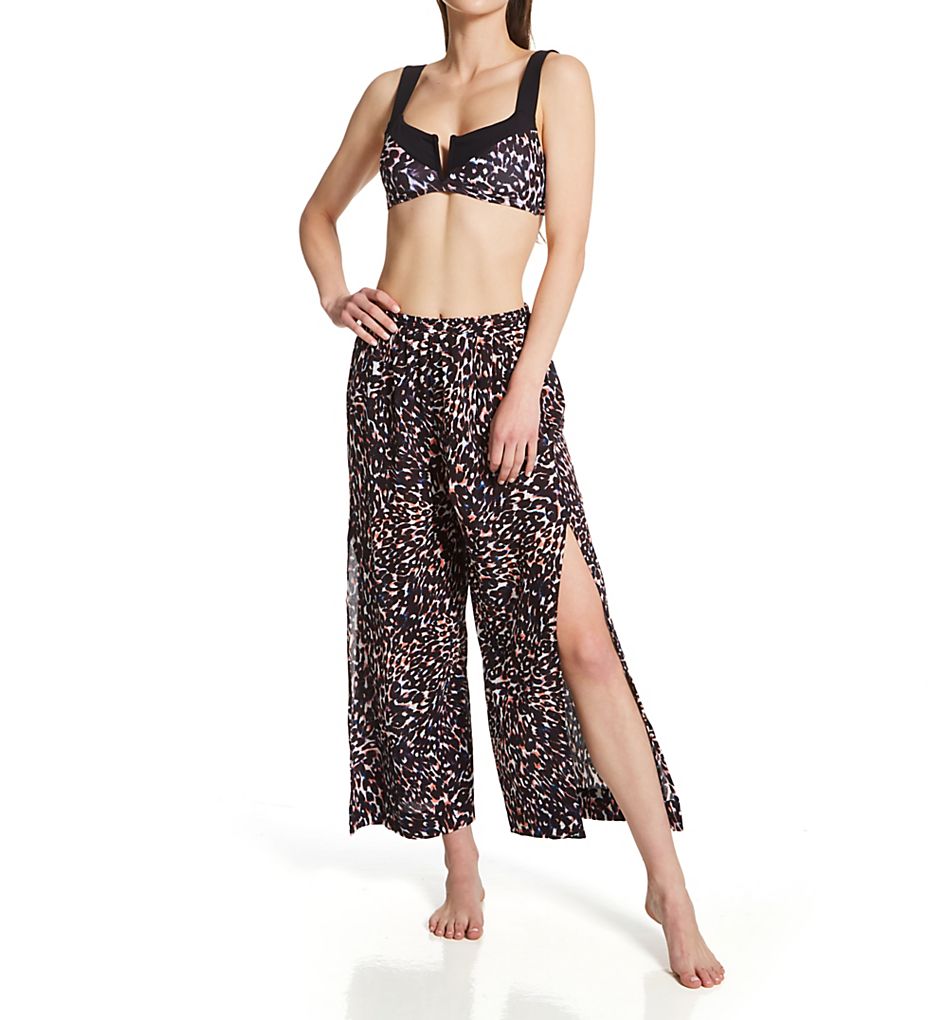 Sanctuary Stay Cool Leopard Slit Side Crop Cover Up Pant